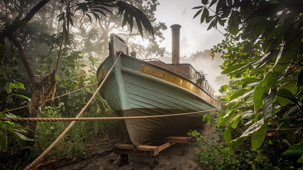 boats navigating african jungles