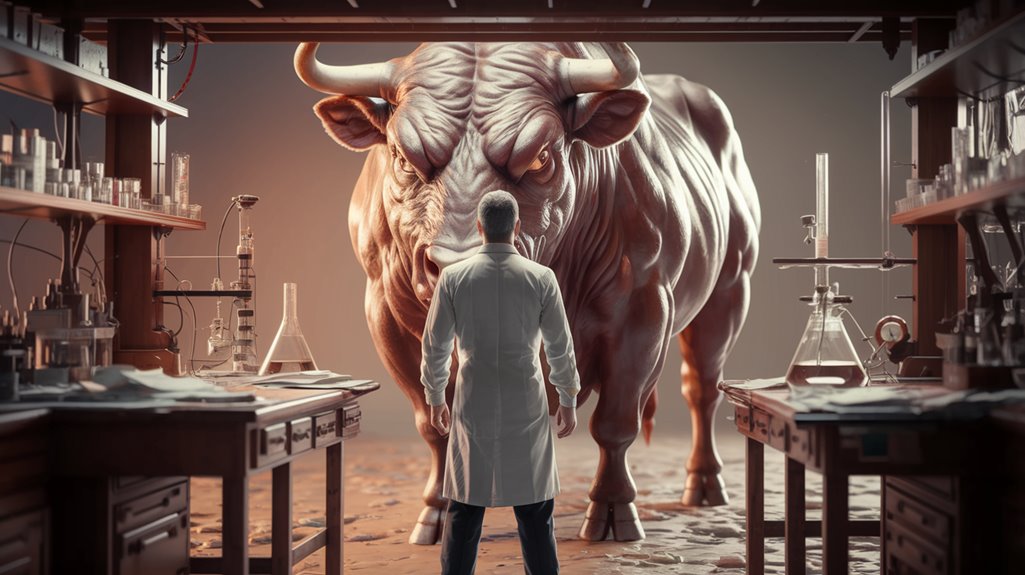 scientist controls charging bull