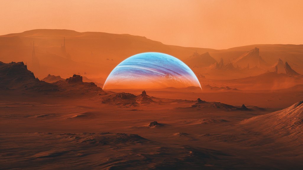 blue martian sunsets glow