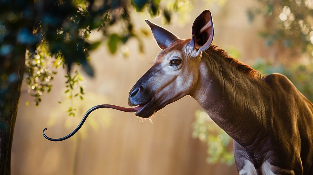 okapi s unique long tongue